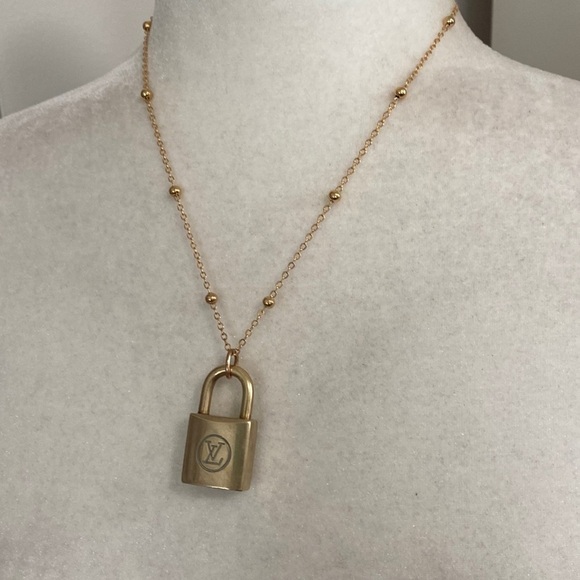 Louis Vuitton Lock Necklace Two Series #210 14K Gold Plated Chain - Picture 7 of 17